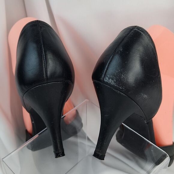 🐞Steve Madden Black "Escape" Open Toe Leather Heels Size 8 - Picture 8 of 11